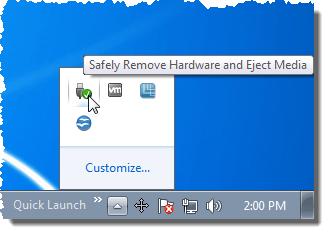 Click on the "Safely Remove Hardware" icon in the system tray (usually located in the bottom-right corner of the screen).
Select the external hard drive from the list of connected devices.
