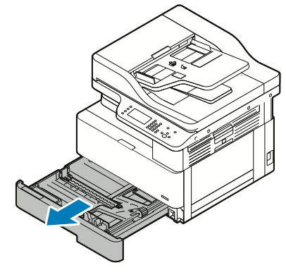 Insert the paper tray back into the printer.
Push the tray in until it clicks into place.