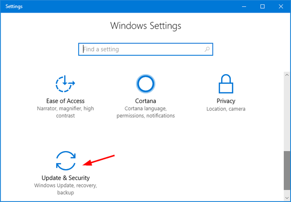 Open the Settings app by pressing Windows + I.
Click on Update & Security.