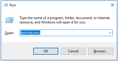 Press Win + R to open the Run dialog box.
Type services.msc and press Enter to open the Services window.