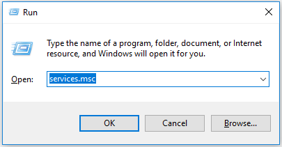 Press Windows + R to open the Run dialog box.
Type services.msc and press Enter to open the Services window.
