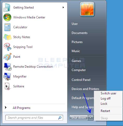 Save any unsaved work and close all open programs
Click on the "Start" menu and select "Restart" or "Restart computer"