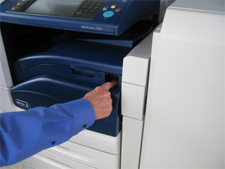 Turn off the printer by pressing the power button.
Disconnect the power cord from the printer and the wall outlet.